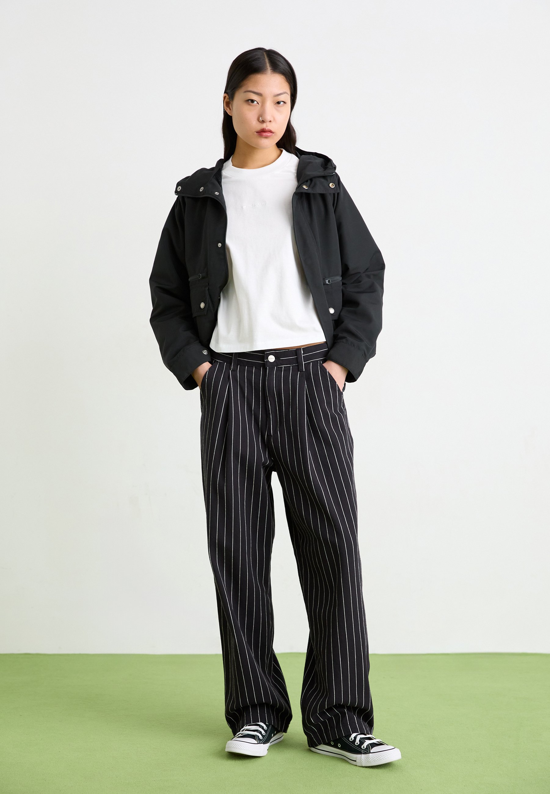 Carhartt WIP HENDRY PANT - Trousers - black/wax rinsed/black - Zalando