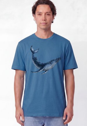 watapparel, WAL UNISEX - T-shirt print - mindful blue