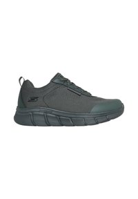 Scarpe sportive grigie con tomaia in rete testurizzata, colletto imbottito e lacci. Presentano una suola con spessore ammortizzante e dettagli impermeabili.