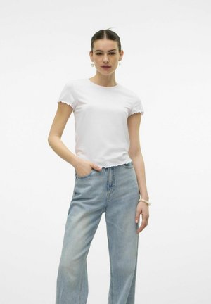 Vero Moda VMBARBARA SHORT ONECK - Βασικό μπλουζάκι - bright white