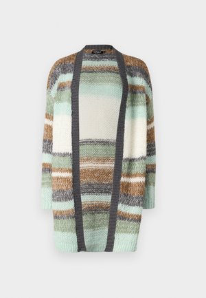 ONLY ONLALYSSA LIFE CARDIGAN - Gilet - magnet stripes/aqua gray/cloud dancer/hedge green