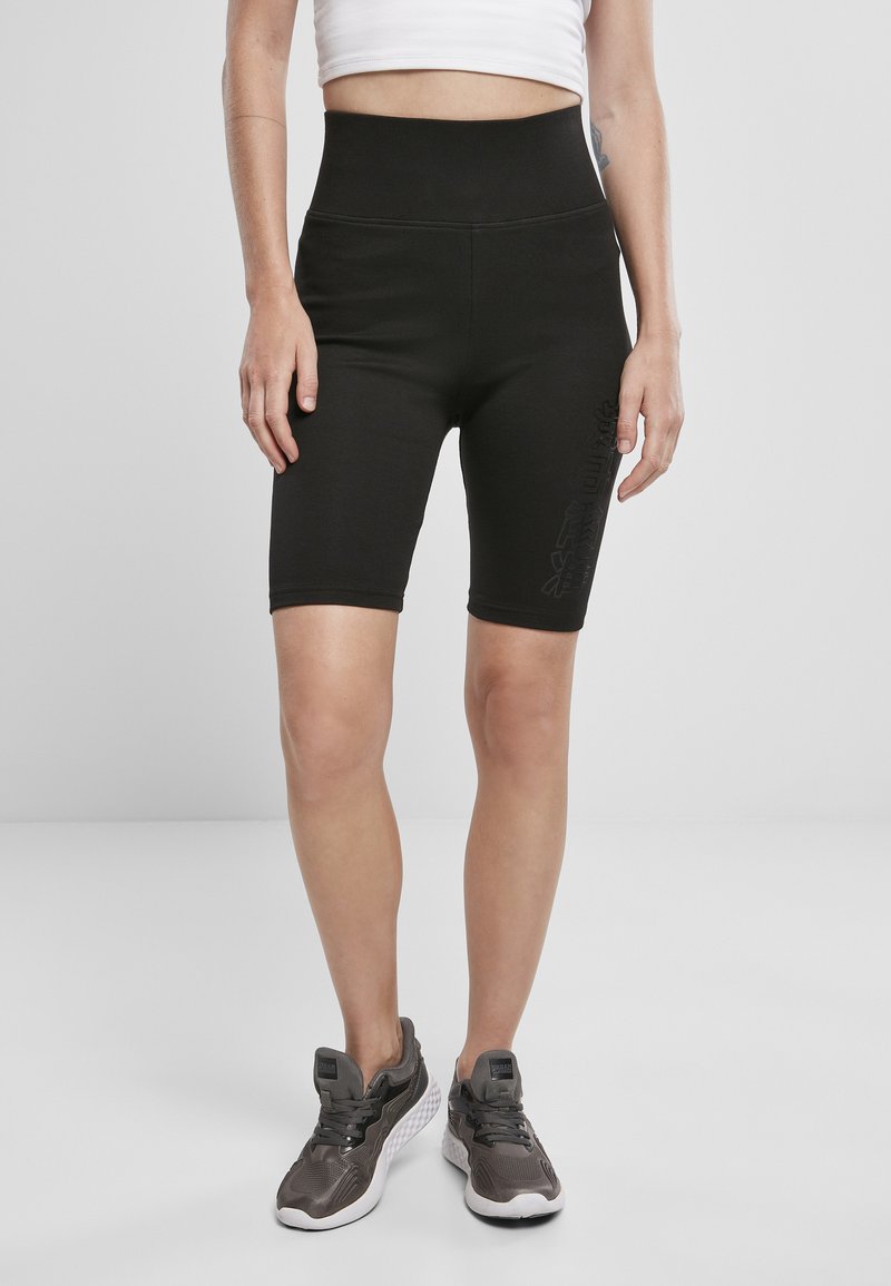Urban Classics - LADIES HIGH WAIST BRANDED CYCLE SHORTS - Shorts - black/black, Enlarge