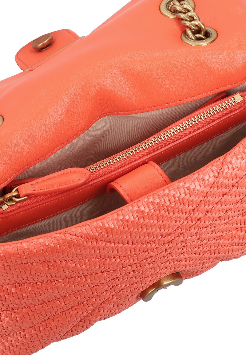 Sac à Bandoulière en Cuir Véritable Sac Carré pour Femme Orange