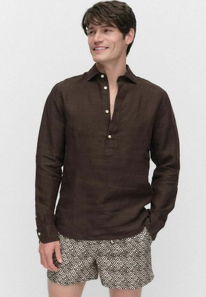 MARCEL POPOVER LINEN - Chemise - dk brown