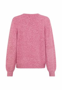 Pullover in hellem Rosa mit strukturierter Oberfläche. Mit langen Ärmeln und einfachem Rundhalsausschnitt, Rippbündchen an Ärmelabschlüssen und Saum.