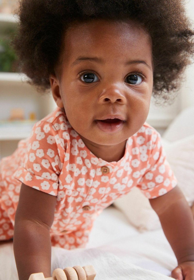 Next BABY JERSEY ROMPER Jumpsuit coral pink floral/orange Zalando.de