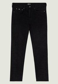 Jeans de mezclilla negros con un diseño clásico y ajuste slim. Incluye dos bolsillos frontales, un cierre de botón y acentos de hardware minimalistas.