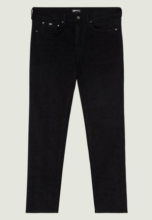 Jeans in denim neri con un design classico e una vestibilità slim. Comprendono due tasche frontali, una chiusura a bottone e accenti hardware minimalisti.