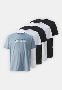 Jack & Jones JJCYBER TEE CREW NECK 5 PACK - Print T-shirt - white/black