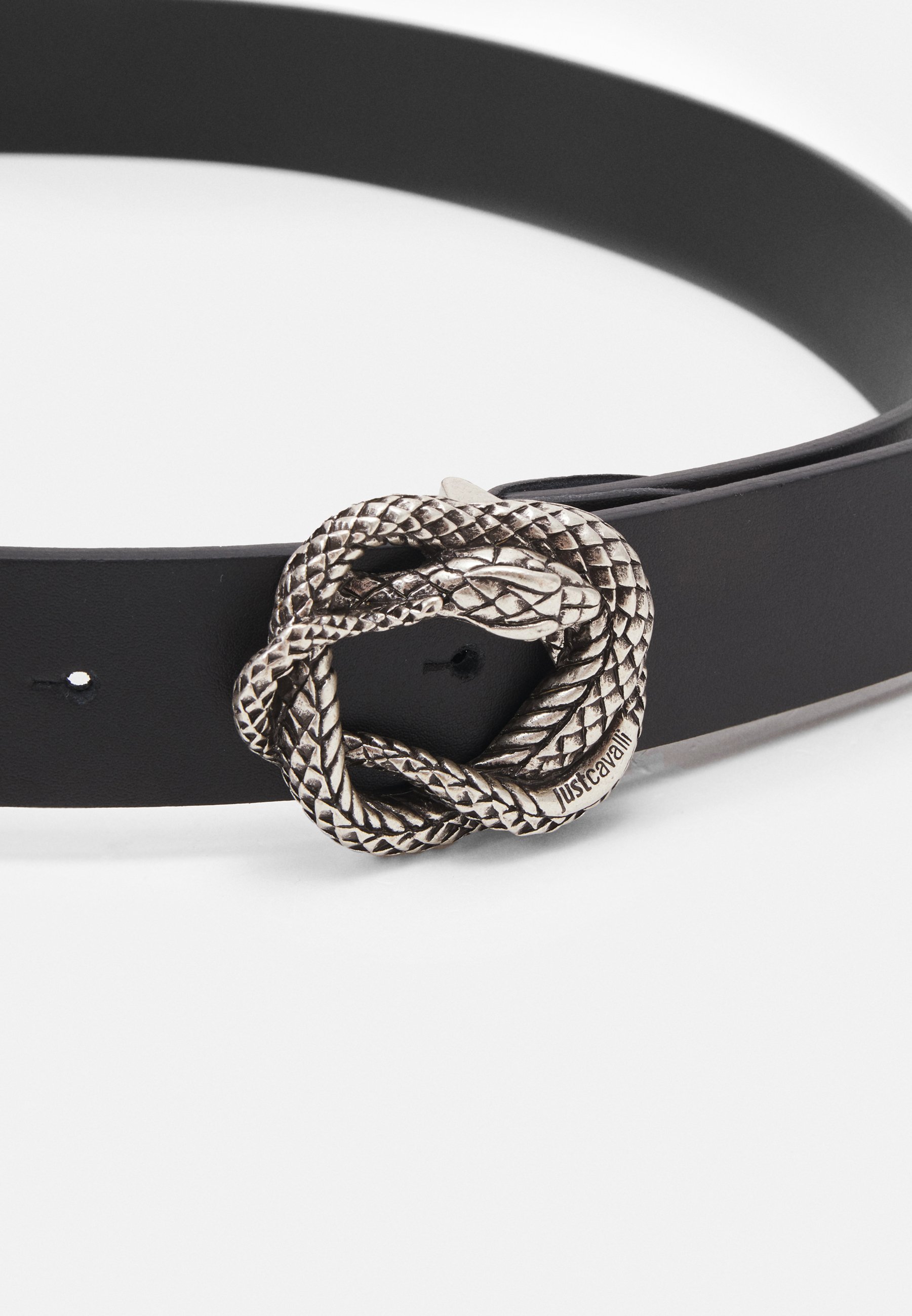 just cavalli スネーク ベルト ブラック Leather belt with snake buckle brand Just Cavalli