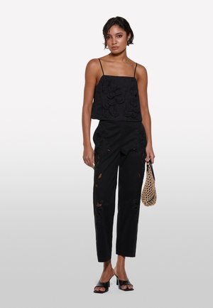 Sisley, CROPPED WITH FLOWERS - Top - black
