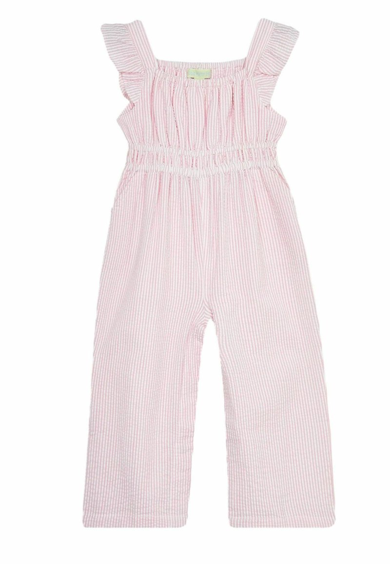 JoJo Maman Bébé - SEERSUCKER STRIPE FRILL SHOULDER - REGULAR FIT - Buksedragter - pink, Forstør