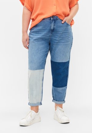WITH COLOUR BLOCKING - Straight leg jeans - blue