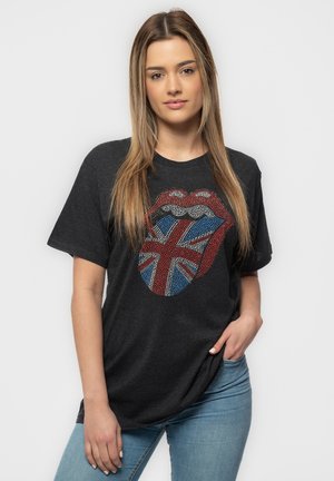 Paradiso Clothing THE ROLLING STONES UNION JACK TONGUE DIAMANTE - Print T-shirt - charcoal