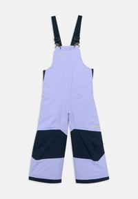 Ski-overalls in lichtpaars met donkerblauwe accenten, verstelbare banden en een logo. Gemaakt van duurzaam, waterafstotend materiaal. Ruime pijpen.