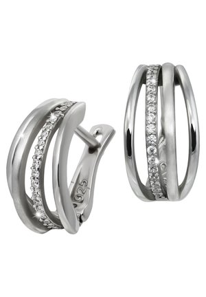 SilberDream CREOLEN QUADRO - Earrings - silberfarben/weiß