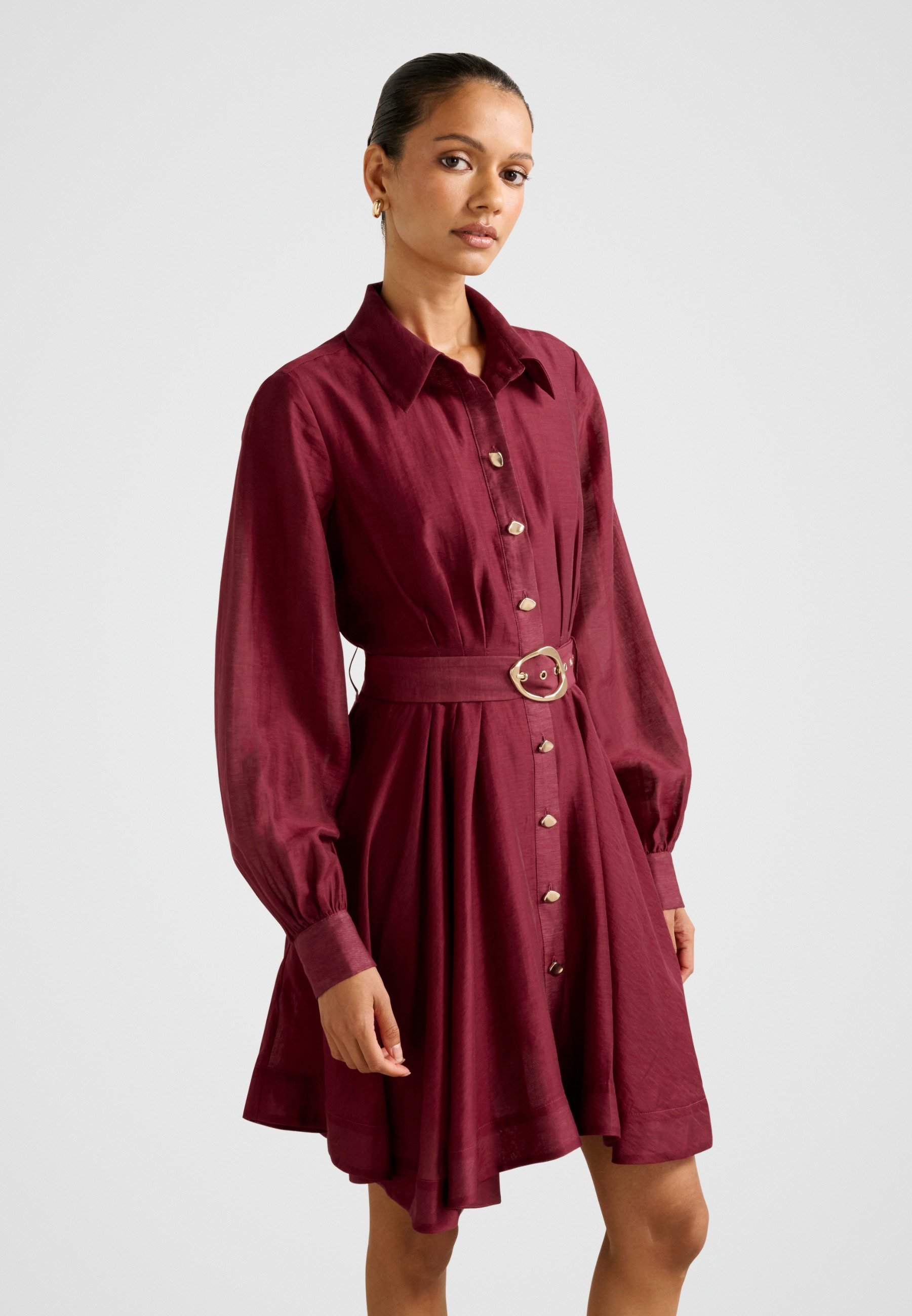 Forever New Petite EVELYN SEAM DETAIL MINI - Shirt dress - beet  red/bordeaux - Zalando.ie