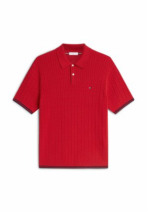 Tommy Hilfiger, CABLE KNITTED S/S POLO - ELEVATED ESSENTIALS - Polo shirt - medium red