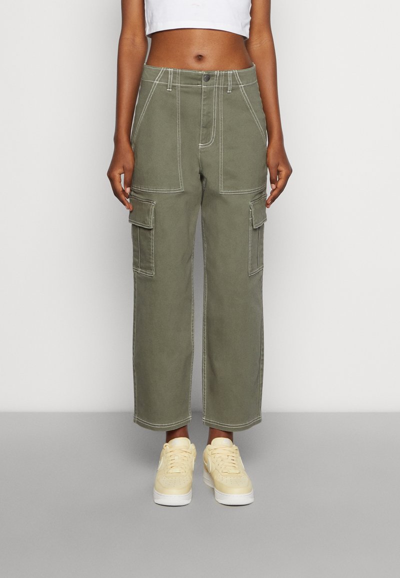 Hollister Co. ULTRA HIGH RISE ANKLE STRAIGHT LEG Cargo trousers beetle/mottled dark grey