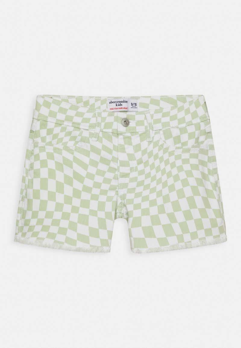 Abercrombie & Fitch CHECKERBOARD Denim shorts green, white/green