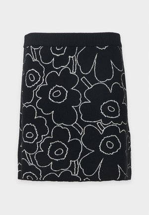 Marimekko, VAPAUS PIIRTO UNIKKO SKIRT - Mini skirt - black/off white