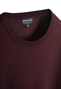 Suéter burdeos con cuello redondo, hecho de una mezcla de viscosa, con ribetes acanalados y una etiqueta de Antony Morato. Diseño de corte Slim.