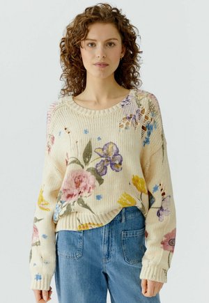 Strickpullover - offwhite red