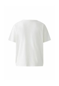 T-shirt en coton blanc à manches courtes, coupe décontractée. Il dispose d'un col rond simple et d'un ourlet droit, avec une texture lisse, sans motifs ni accents.