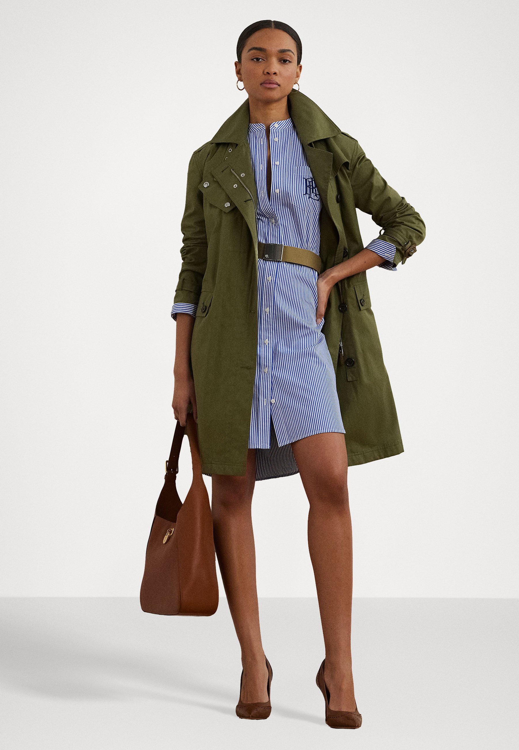 Lauren Ralph Lauren STRIPED BELTED BROADCLOTH SHIRTDRESS