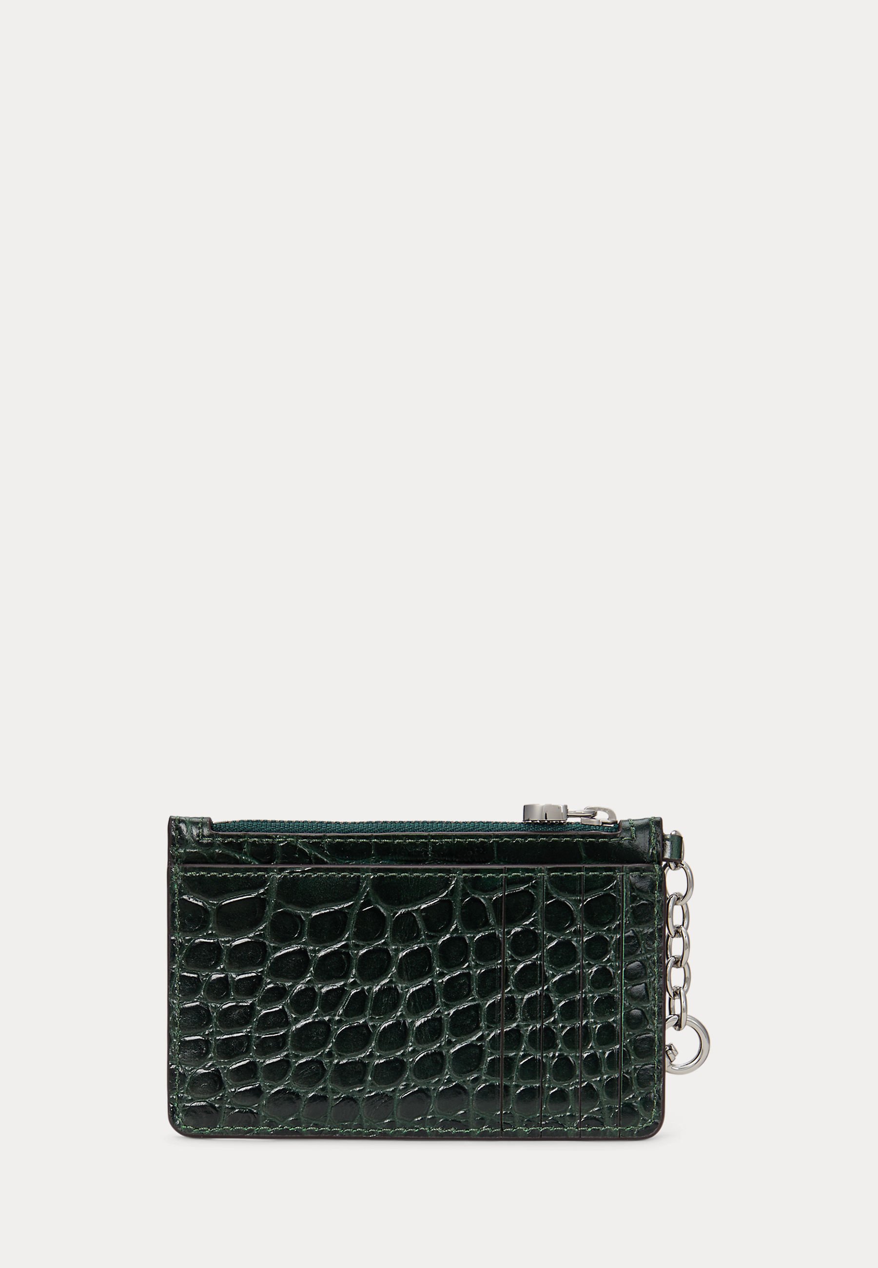 Lauren Ralph Lauren CROC-EMBOSSED LEATHER ZIP CARD CASE