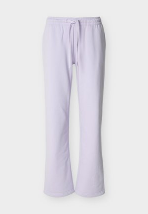 Ανοιχτό μωβ φόρμες με κορδόνι στη μέση, ελαστική ζώνη και ίσια πόδια σε λευκό φόντο.