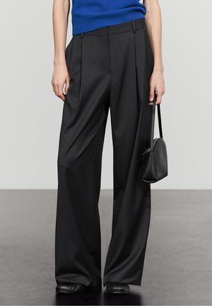 Massimo Dutti, EXTRA-FINE WOOL PLEATED TROUSERS - Broek - dark blue