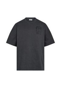 Sort bomulds T-shirt med løs pasform. Har korte ærmer og en minimalistisk stregtegning på venstre brystområde.
