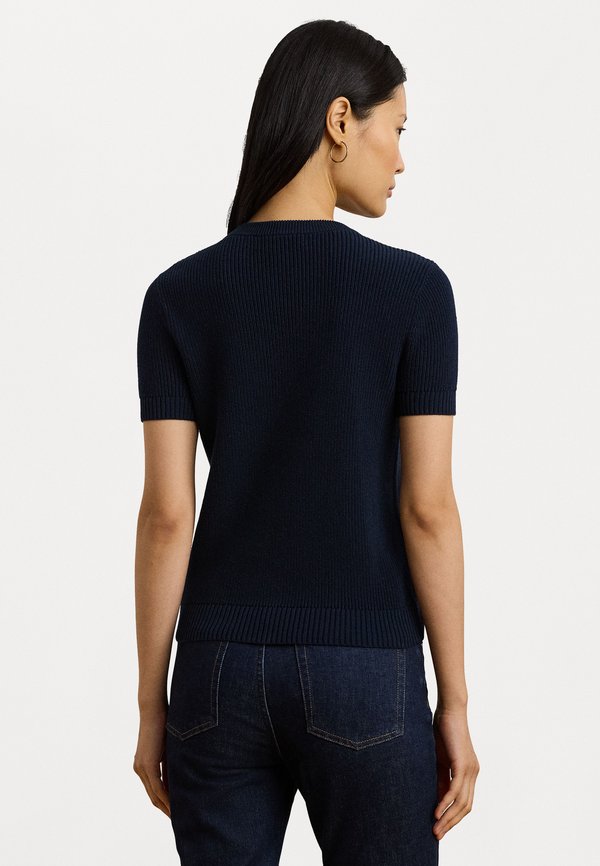 BUTTON TRIM COTTON SHORT SLEEVE SWEATER - Basic T-shirt2