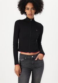 Tommy Jeans CABLE ZIP THRU CARDIGAN - Cardigan - black