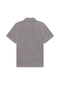 Chemise à manches courtes en tissu gris à motif avec un design de vagues subtil. Dotée d'un col traditionnel et d'une coupe décontractée.