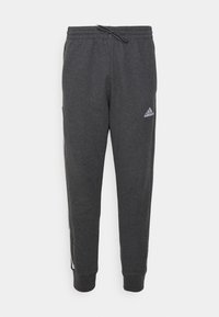 ESSENTIALS FRENCH TERRY TAPERED CUFF 3 STRIPES PANTS - Træningsbukser - dark grey heather/white