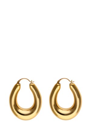 Kultaketjut, joissa on pyöreä U-muoto, joiden pinta on sileä ja kiiltävä, sekä sarana-aukko.