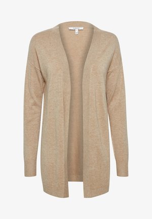 Beige kardigán puha, texturált anyagból. Nyitott elülső rész, hosszú ujjak és bordázott mandzsetta. Könnyű kialakítás, amely rétegezésre alkalmas.