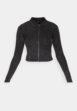 ONLY ONLLEX ZIPPER CARDIGAN - Sweatjakke - black detail/washed