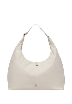 Suuri beige hobo-tyylinen olkalaukku, jossa on yksi hihna ja minimalistinen "GOT BAG" -logo keskellä alareunaa.