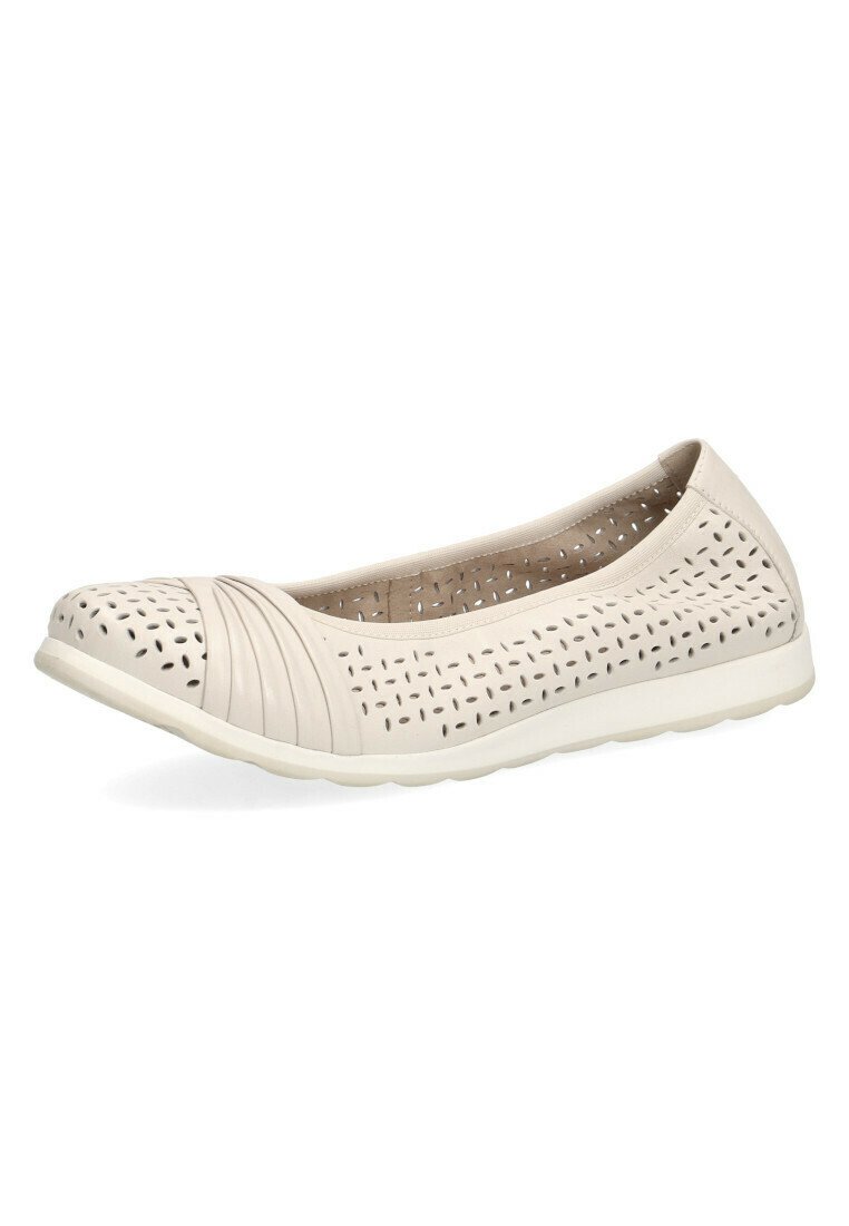 Damen Klassische Ballerinas | Caprice Klassischer Ballerina ecru softnappa/weiß - EM64779 Damen Klassische Ballerinas | Caprice Klassischer Ballerina ecru softnappa/weiß - EM64779