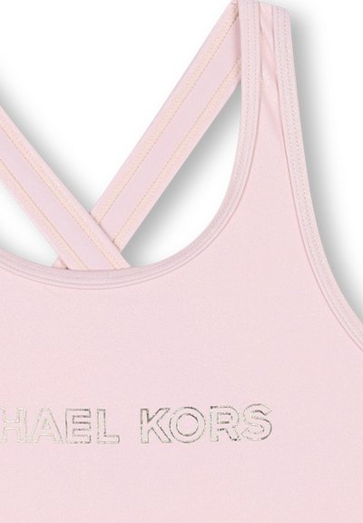  Lichtroze tanktop met kruislings straps en metallic "MICHAEL KORS" logo. Gemaakt van soepel, rekbaar materiaal met een aansluitend ontwerp.