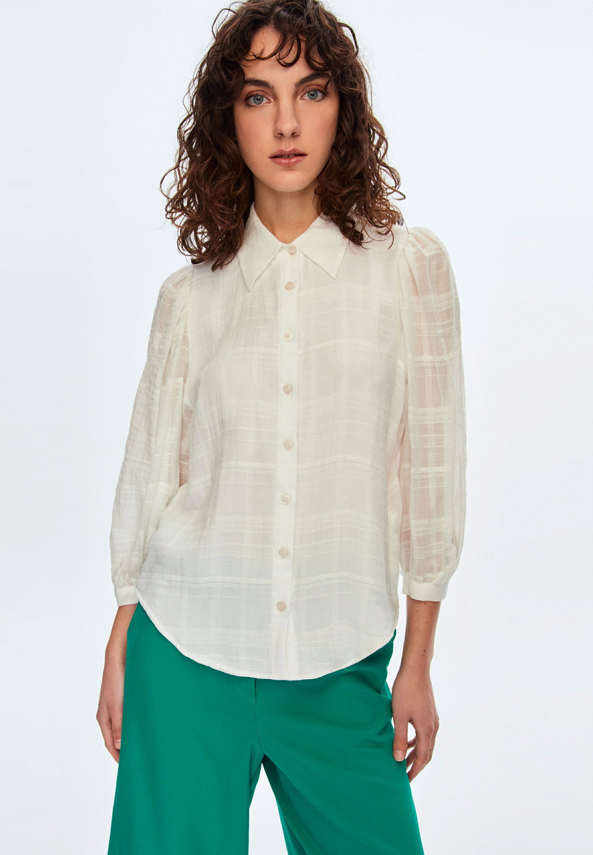 adL BALLOON SLEEVE - Button-down blouse - beige - Zalando