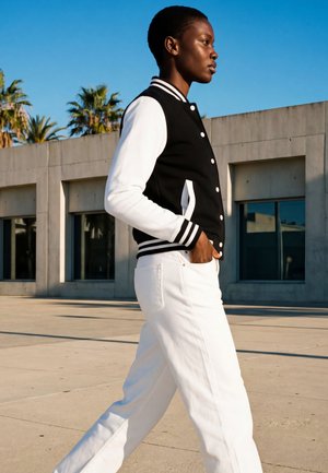 Urban Classics LADIES 2-TONE COLLEGE SWEATJACKET - Geacă bomber - black/white