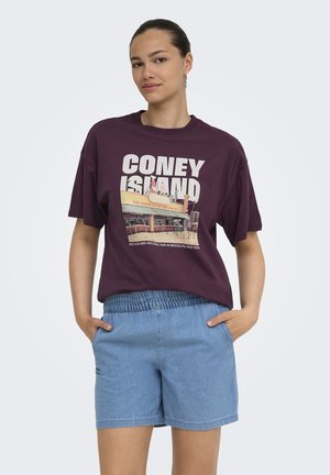 ONLY ONLMILA S/S PRINT BOX JRS - T-shirt print - grape wine