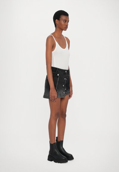 Feng Chen Wang DECONSTRUCTION FOLDING SKIRT - Fustă denim - black