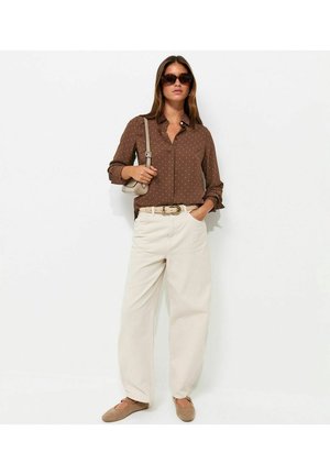 New Look, SPOT PRINT LONG SLEEVE SHIRT - Button-down blouse - brown pattern