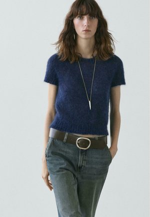 SHORT SLEEVE WITH CREW NECK - Strickpullover - dark blue