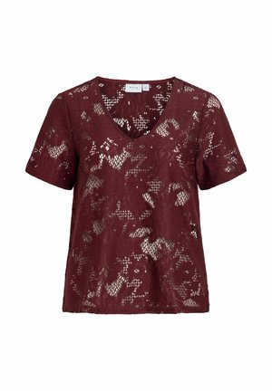 VILA, SHORT SLEEVED TOP VILOPIA LACE - Blouse - port royale